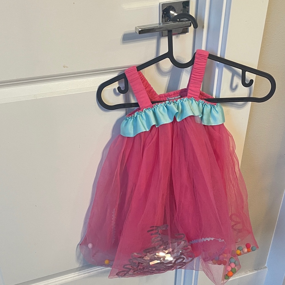 Mud Pie Pink and Aqua Ruffle dress/skirt with Elastic Waistband